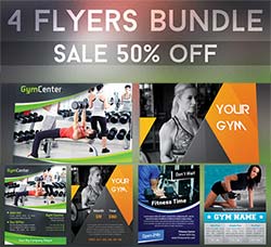 产品推广传单模板(4个/健身类)：Gym Fitness Flyers Bundle